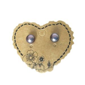 5mm Freshwater Gray Pearls Stud Earrings Sterling Silver 925 Signed H Post